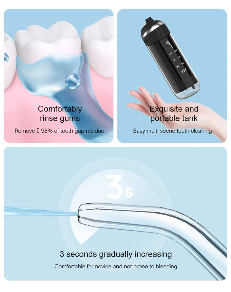 Mini Portable Oral Irrigator, 6 Cleaning Modes, Equipped with a Portable Bag, Suitable for Home Travel, Easy and Portable