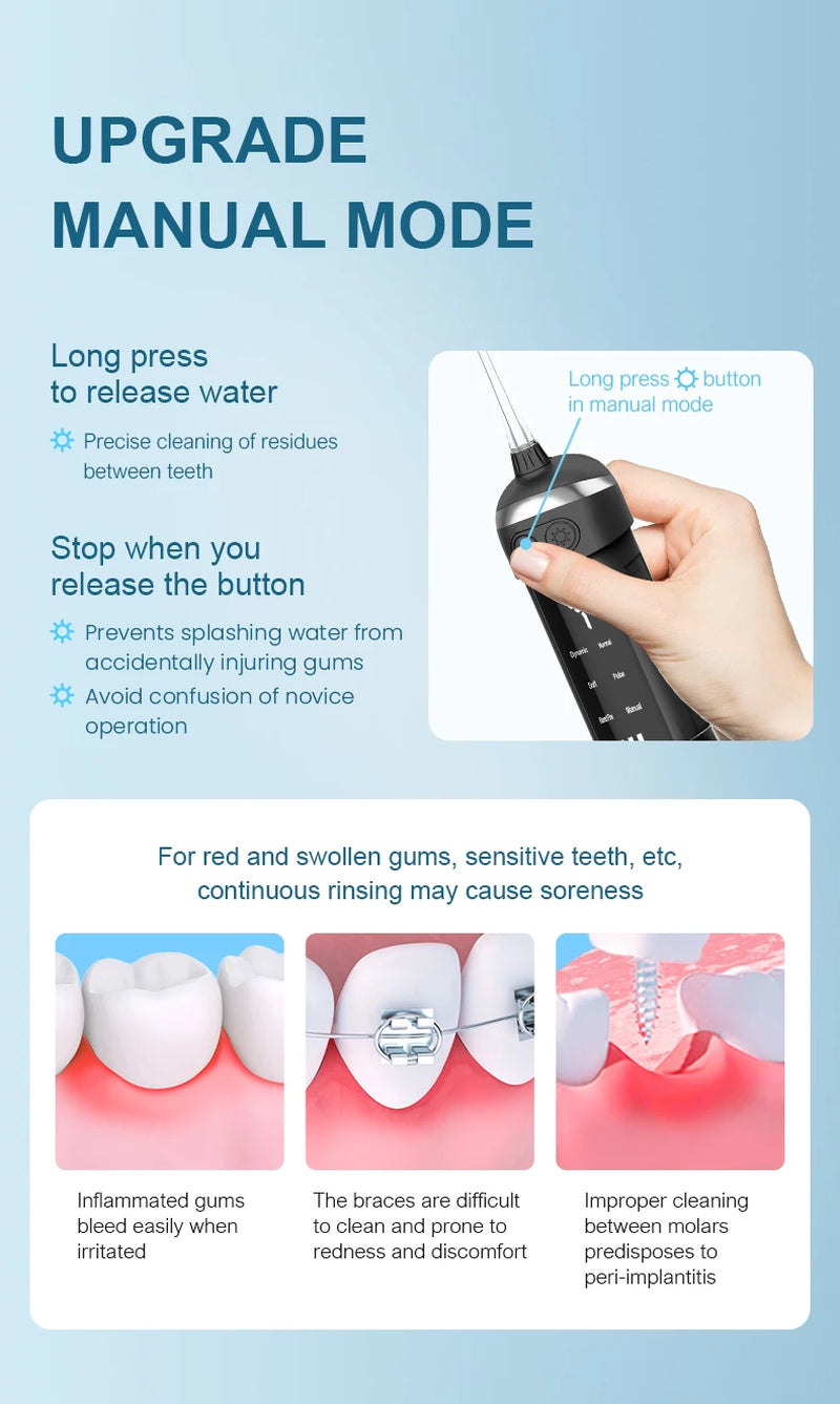 Mini Portable Oral Irrigator, 6 Cleaning Modes, Equipped with a Portable Bag, Suitable for Home Travel, Easy and Portable